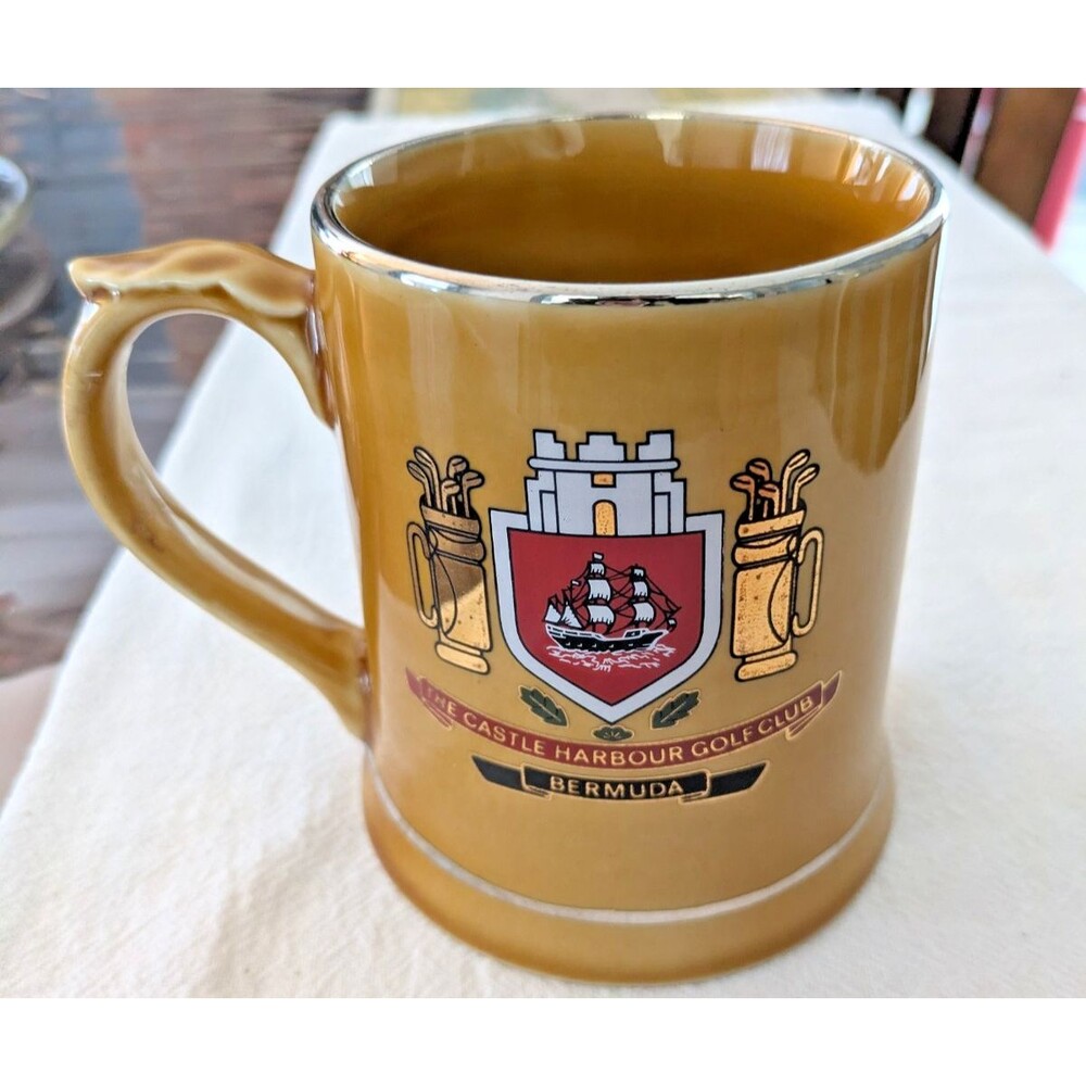 Wade Ireland Stein Mug, The Castle Harbour Golf Club, Bermuda, Brown Color